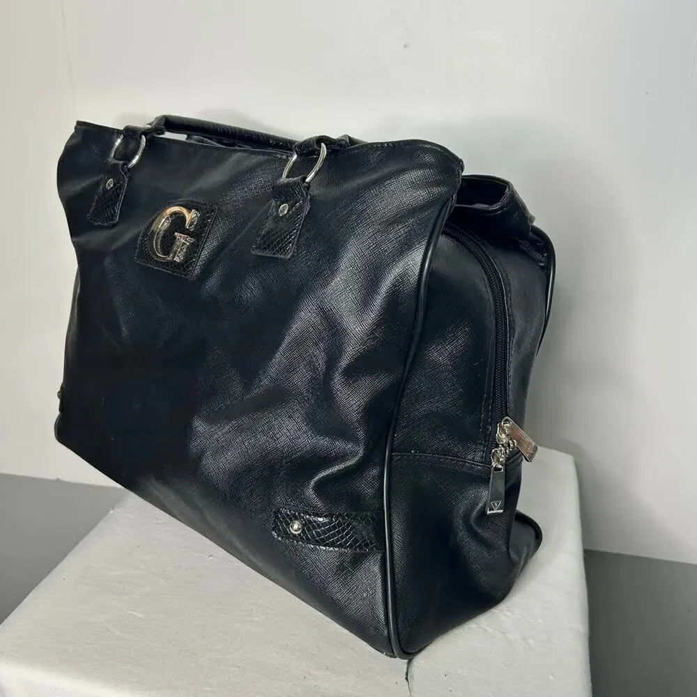GUESS Black Weekender Travel Tote Overnight Duffel Carry On Shoe Compartment